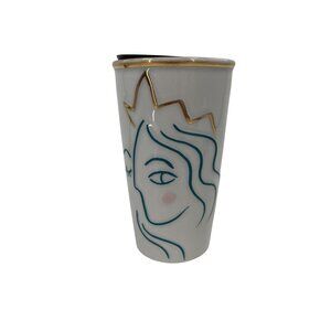 Starbucks 2017 Anniversary 10 Oz‎ Travel Mug embossed Abstract Face Gold Crown